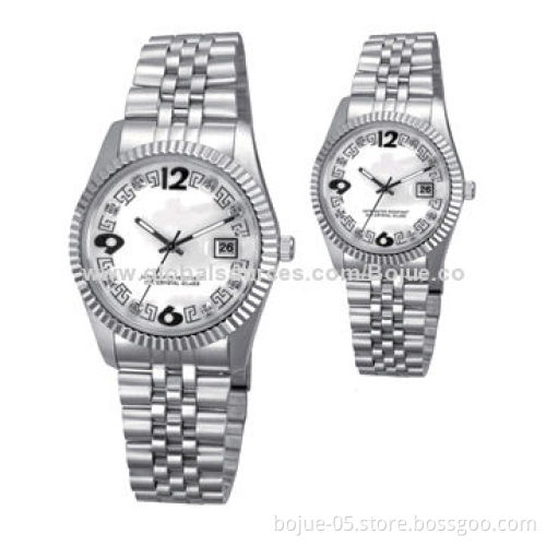 Fashion metal watch buckle stainless steel watches for men, silver color